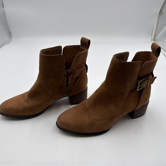 VIONIC Vera Orthotic Water Resistant Suede Ankle Boots Caramel Brown 6.5 - Picture 1 of 6